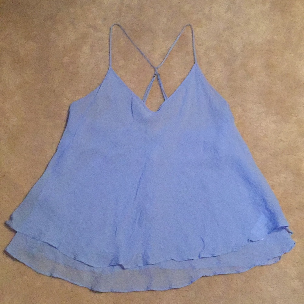 Anthropologie Baby Blue Chiffon Tank Size L